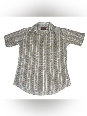 Vintage Sears Kings Road Shop Perma Prest Shirt Mens Medium Retro 70s Button Up